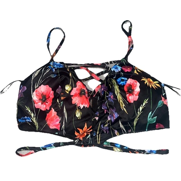 Miss Avenue Womens S Floral Crop Top Bralette Deep V Cut Padded Floral Lace Bust - Picture 1 of 9
